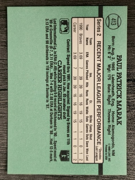 1991 Donruss #413 Paul Marak RR RC