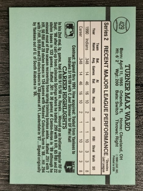 1991 Donruss #429 Turner Ward RR RC