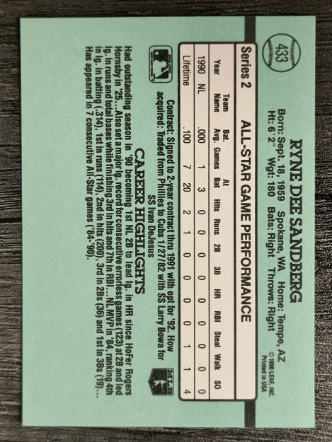 1991 Donruss #433 Ryne Sandberg AS