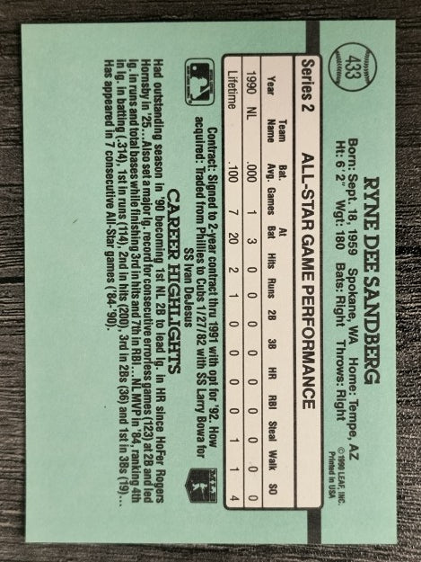 1991 Donruss #433 Ryne Sandberg AS
