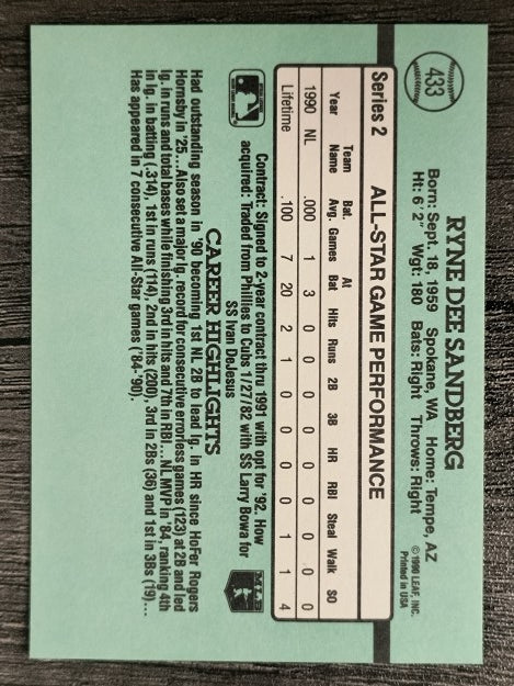1991 Donruss #433 Ryne Sandberg AS
