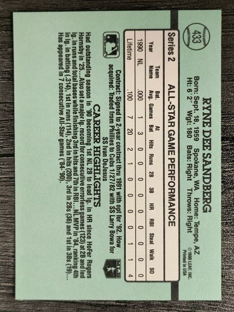 1991 Donruss #433 Ryne Sandberg AS
