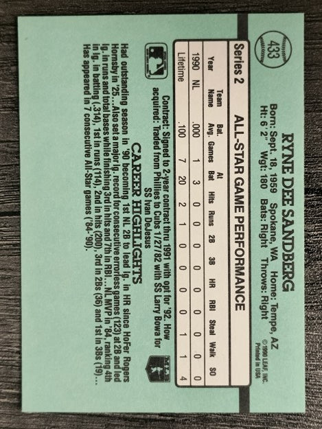 1991 Donruss #433 Ryne Sandberg AS