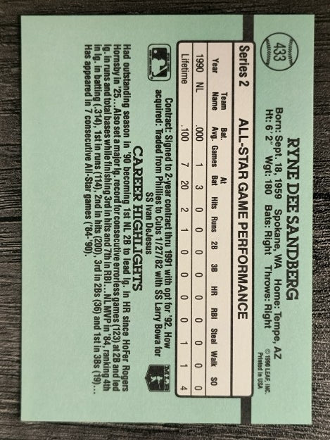 1991 Donruss #433 Ryne Sandberg AS