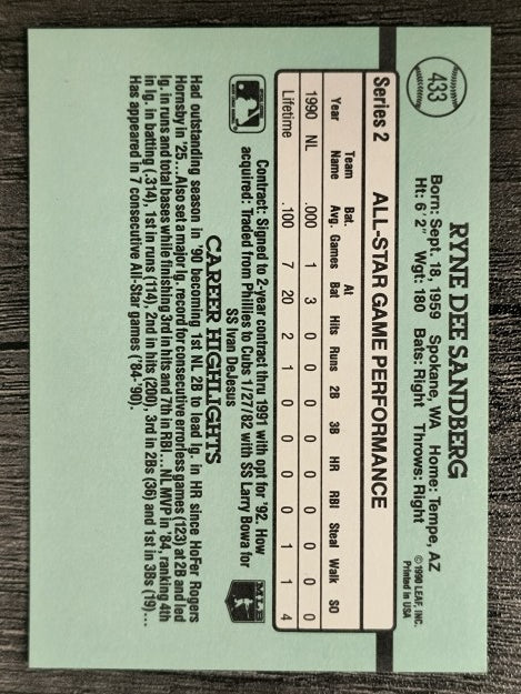 1991 Donruss #433 Ryne Sandberg AS