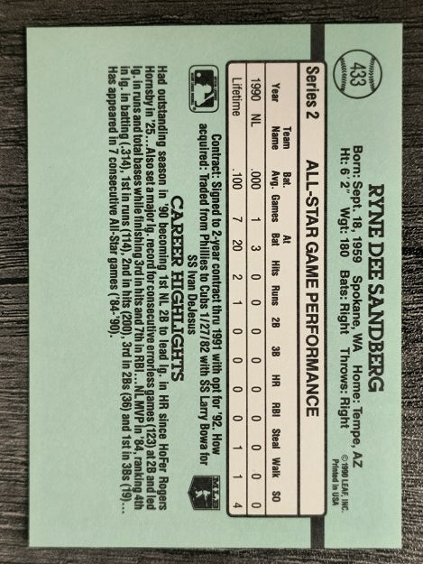1991 Donruss #433 Ryne Sandberg AS
