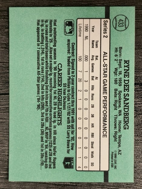 1991 Donruss #433 Ryne Sandberg AS