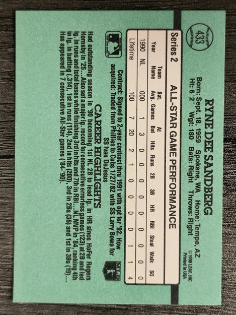 1991 Donruss #433 Ryne Sandberg AS