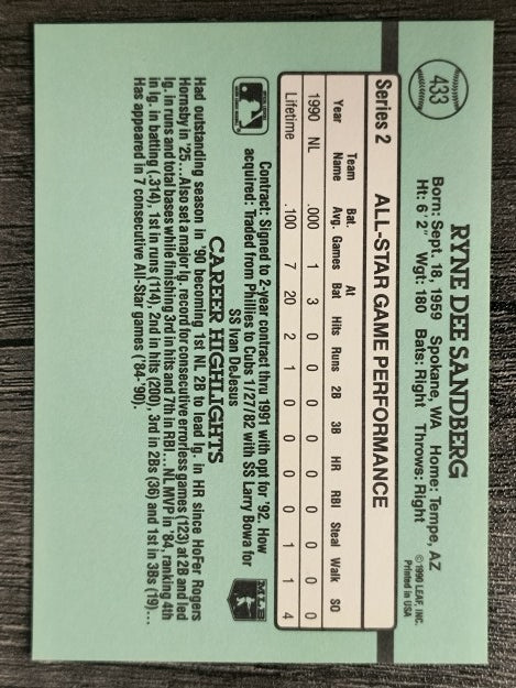 1991 Donruss #433 Ryne Sandberg AS