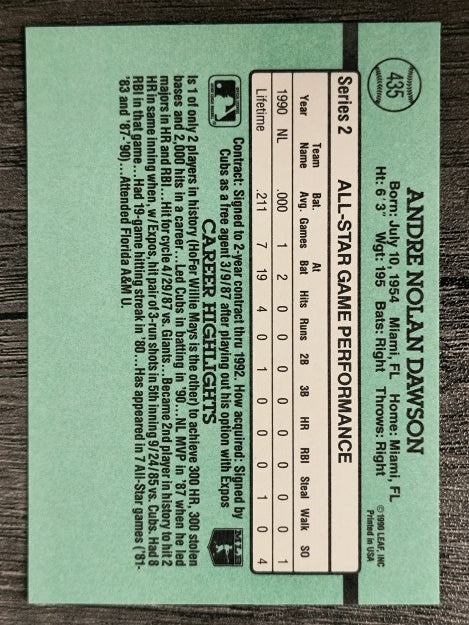 1991 Donruss #435 Andre Dawson AS