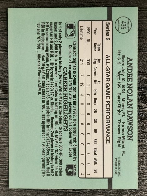 1991 Donruss #435 Andre Dawson AS
