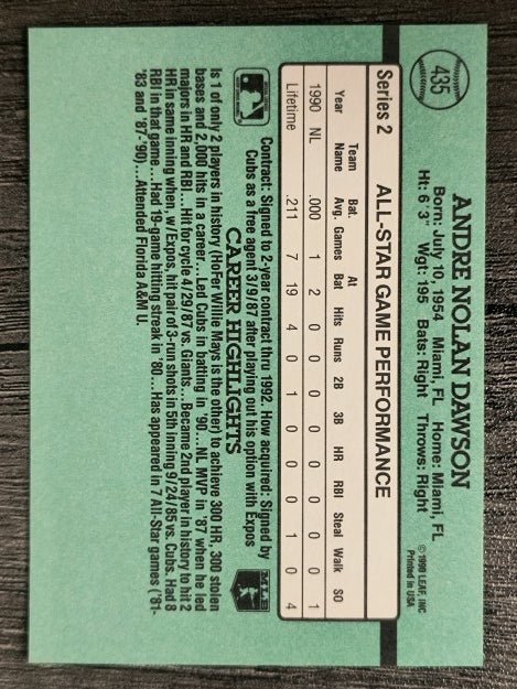 1991 Donruss #435 Andre Dawson AS