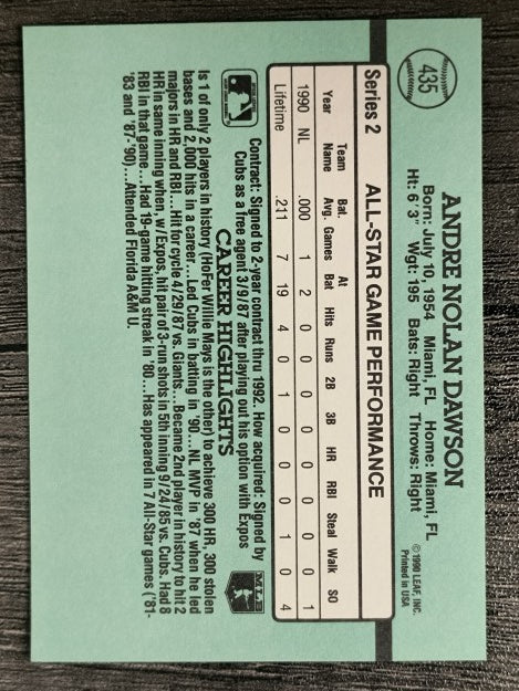 1991 Donruss #435 Andre Dawson AS