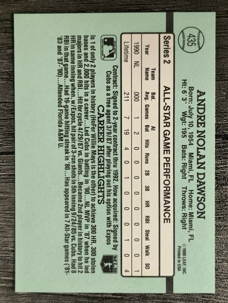 1991 Donruss #435 Andre Dawson AS
