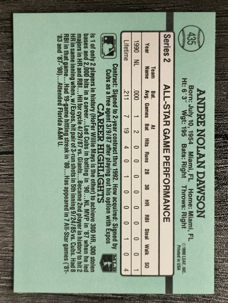 1991 Donruss #435 Andre Dawson AS