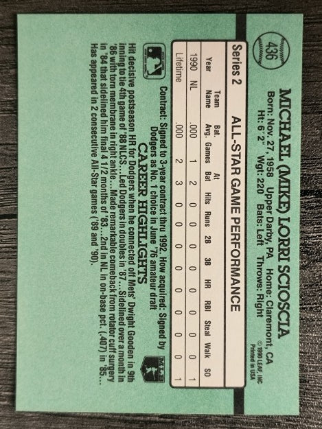 1991 Donruss #436B Mike Scioscia AS/Yellow star by name