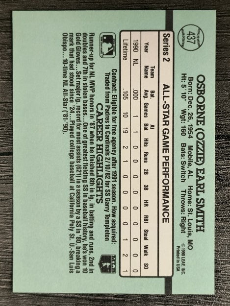 1991 Donruss #437 Ozzie Smith AS