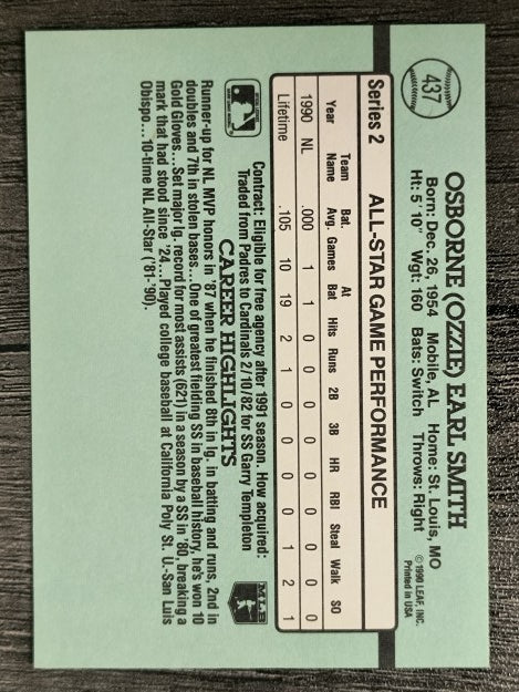 1991 Donruss #437 Ozzie Smith AS