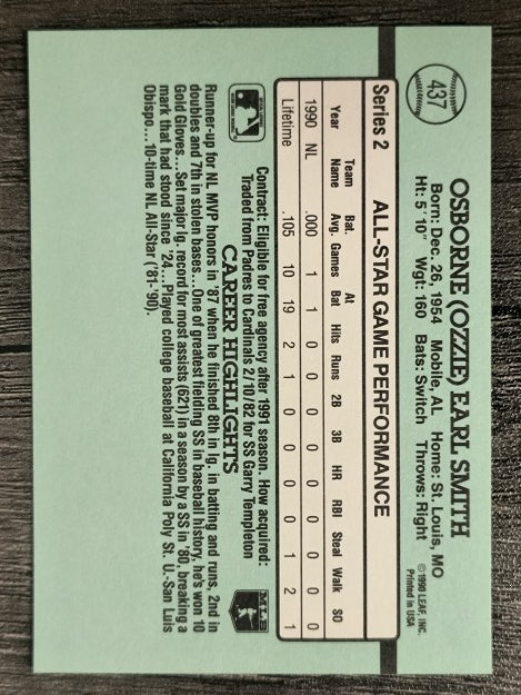 1991 Donruss #437 Ozzie Smith AS