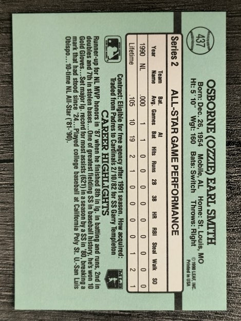 1991 Donruss #437 Ozzie Smith AS