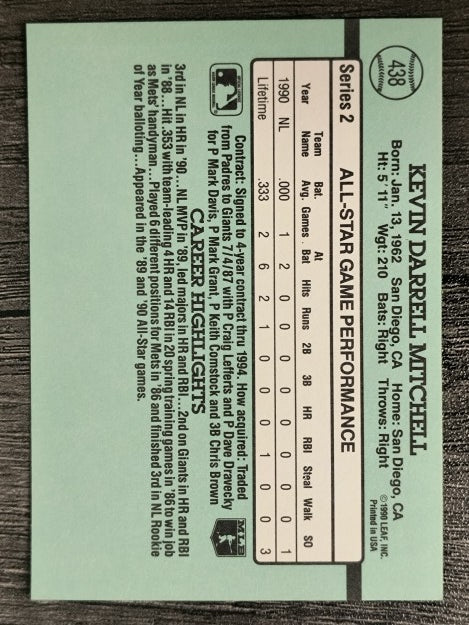 1991 Donruss #438 Kevin Mitchell AS