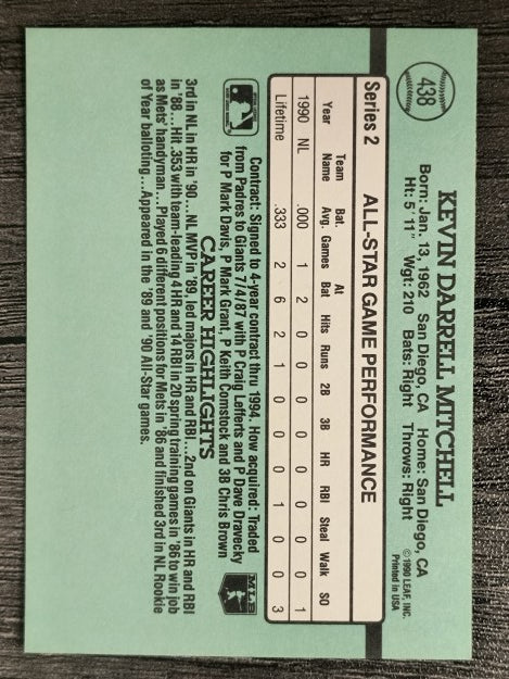1991 Donruss #438 Kevin Mitchell AS