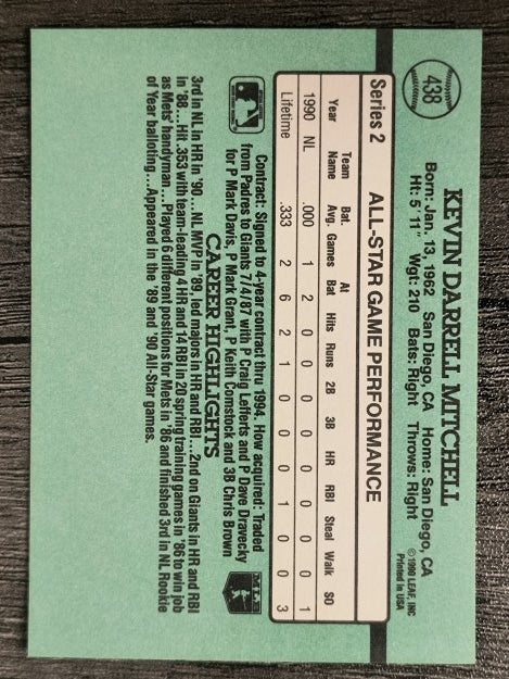1991 Donruss #438 Kevin Mitchell AS