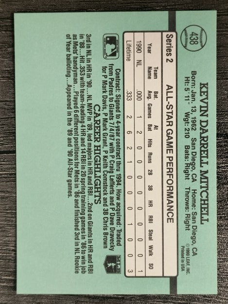 1991 Donruss #438 Kevin Mitchell AS
