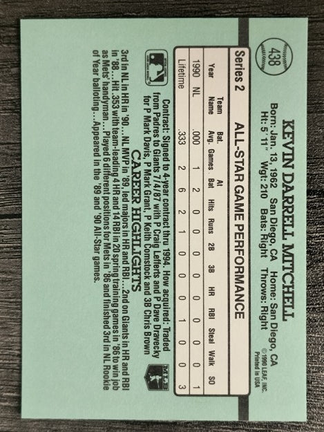 1991 Donruss #438 Kevin Mitchell AS