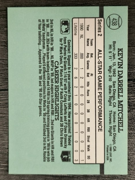 1991 Donruss #438 Kevin Mitchell AS
