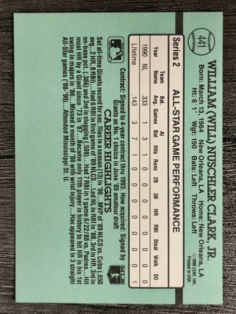 1991 Donruss #441 Will Clark AS
