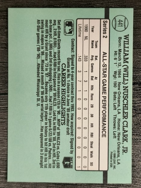 1991 Donruss #441 Will Clark AS