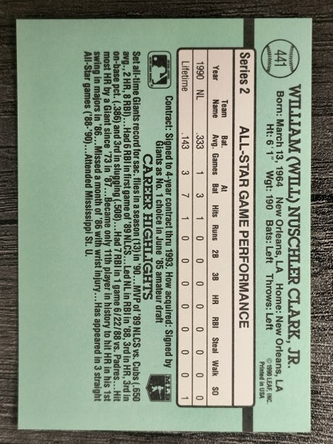1991 Donruss #441 Will Clark AS