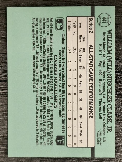 1991 Donruss #441 Will Clark AS