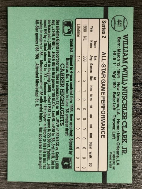 1991 Donruss #441 Will Clark AS