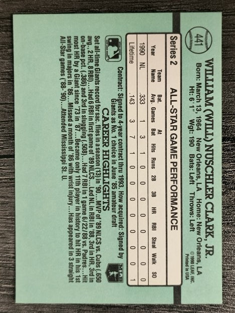 1991 Donruss #441 Will Clark AS