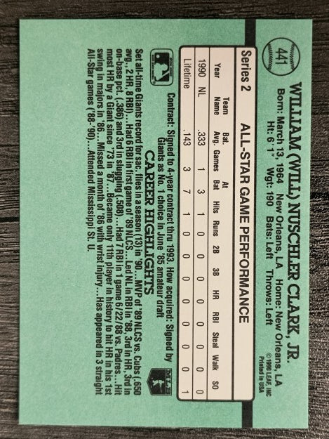 1991 Donruss #441 Will Clark AS