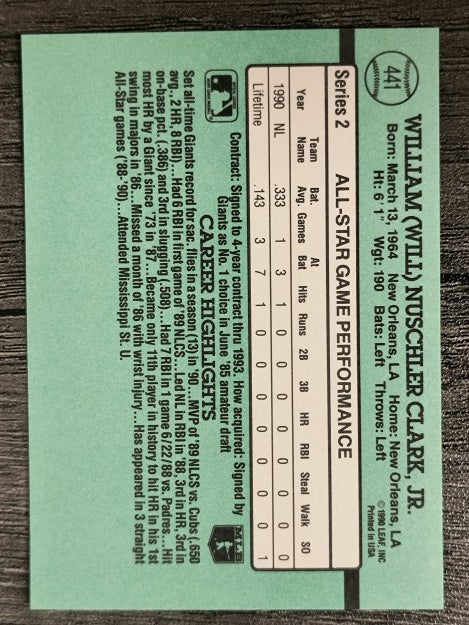 1991 Donruss #441 Will Clark AS