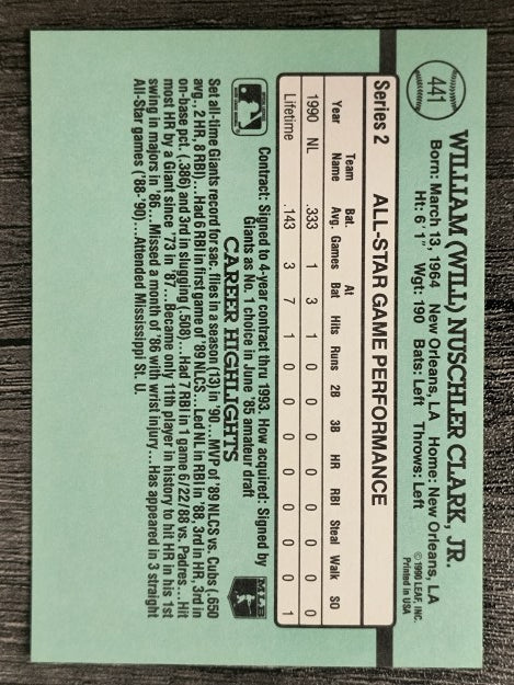 1991 Donruss #441 Will Clark AS