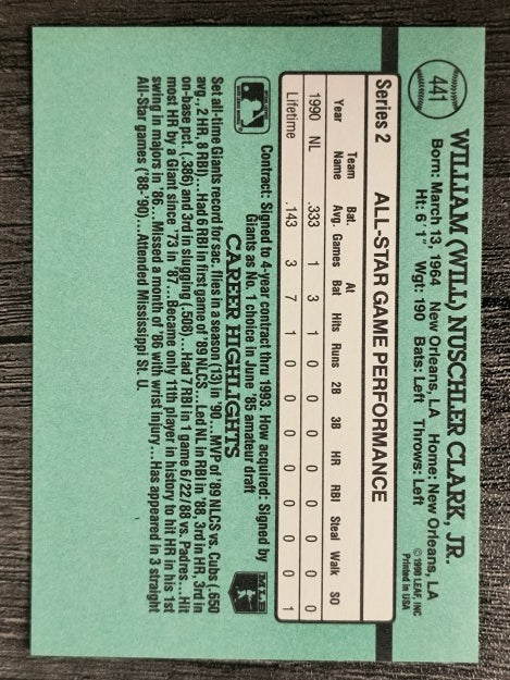 1991 Donruss #441 Will Clark AS