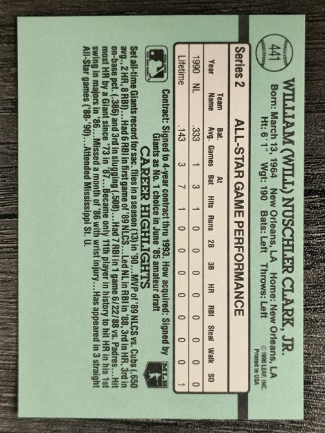 1991 Donruss #441 Will Clark AS
