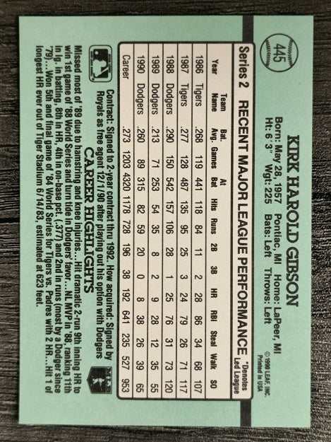1991 Donruss #445 Kirk Gibson