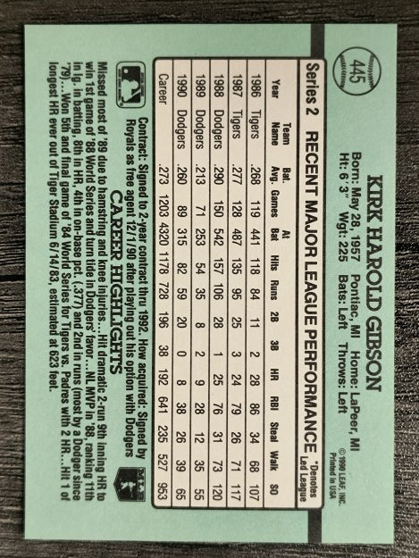 1991 Donruss #445 Kirk Gibson