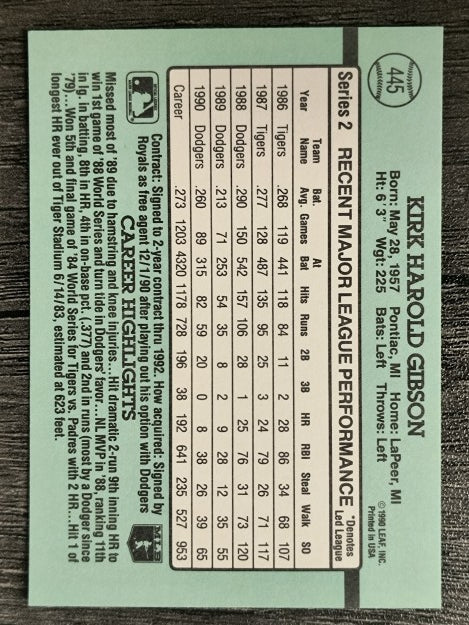 1991 Donruss #445 Kirk Gibson