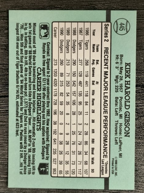 1991 Donruss #445 Kirk Gibson