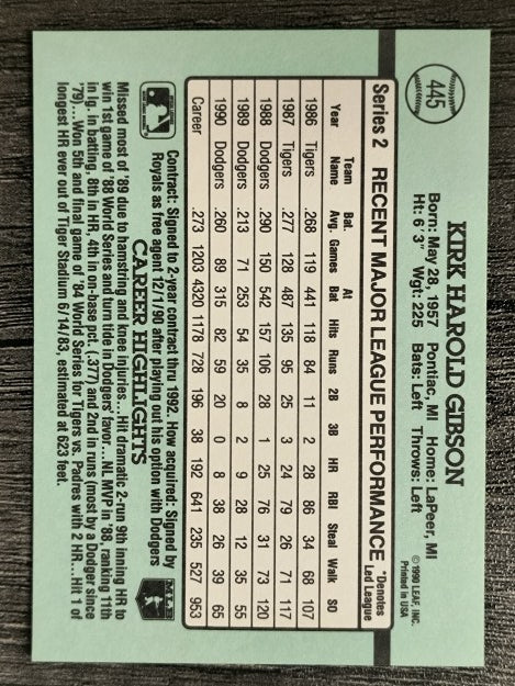 1991 Donruss #445 Kirk Gibson