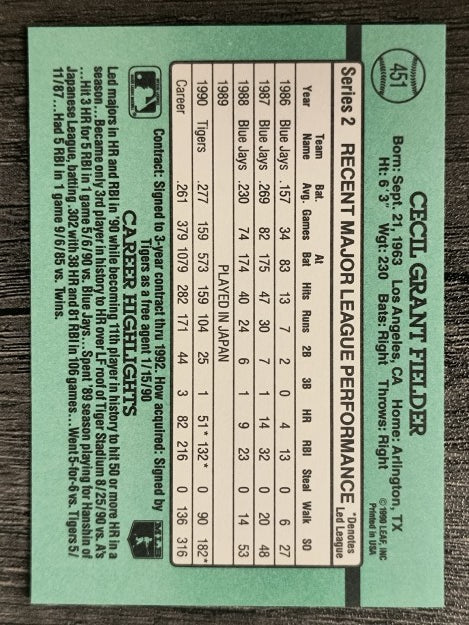 1991 Donruss #451 Cecil Fielder