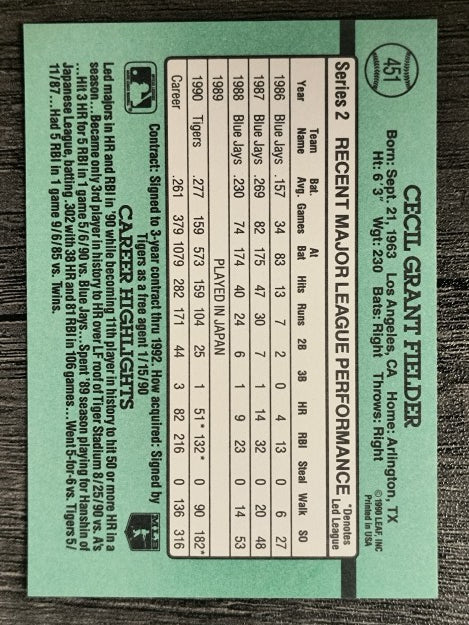 1991 Donruss #451 Cecil Fielder