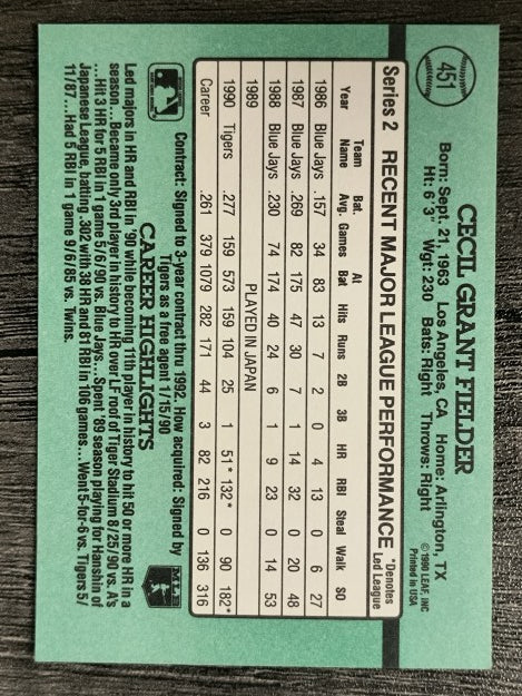 1991 Donruss #451 Cecil Fielder