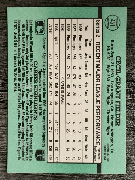 1991 Donruss #451 Cecil Fielder